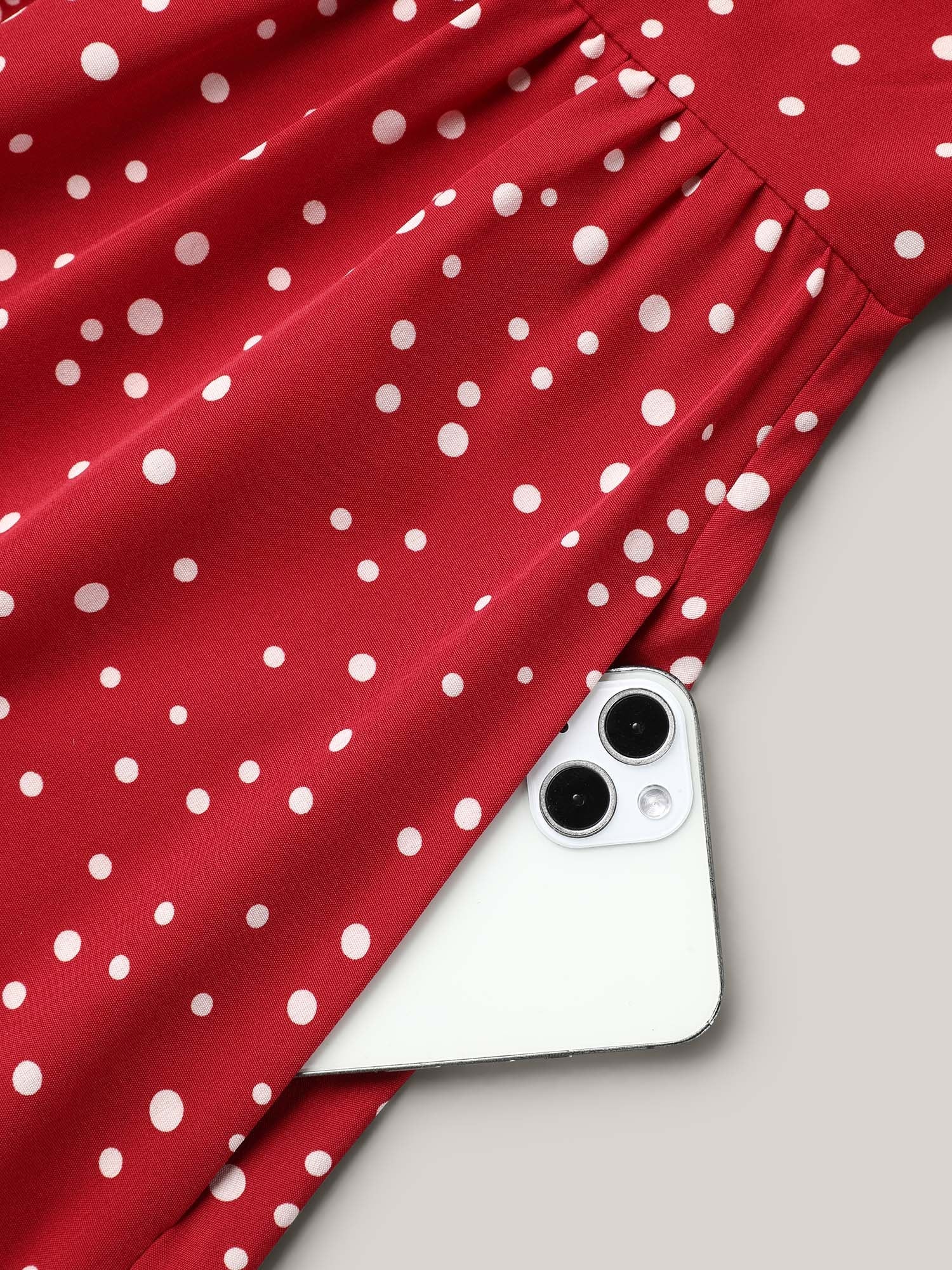 Polka Dots Print Cut-Out Flutter Sleeve Midi Dress